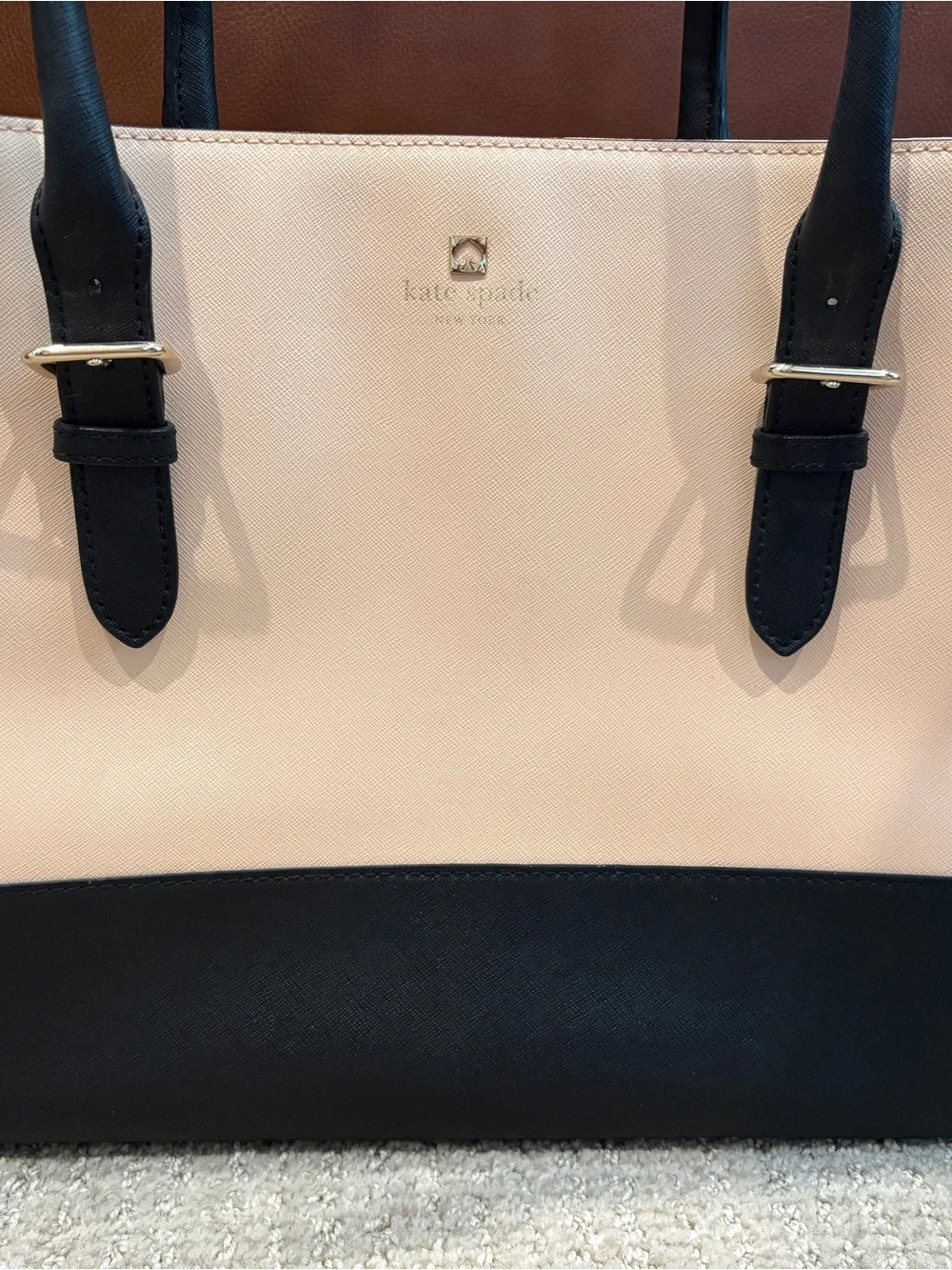 kate spade Two-Tone Blush Pink and Black Large Leather Tote